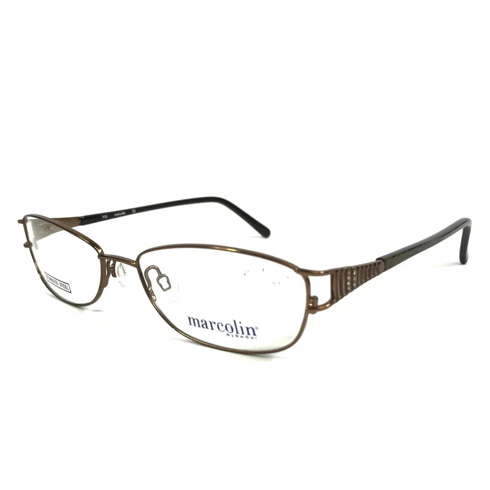 Marcolin Eyeglasses Frames MA7301 Col. 045 Brown Green Oval Crystals 53-16-135